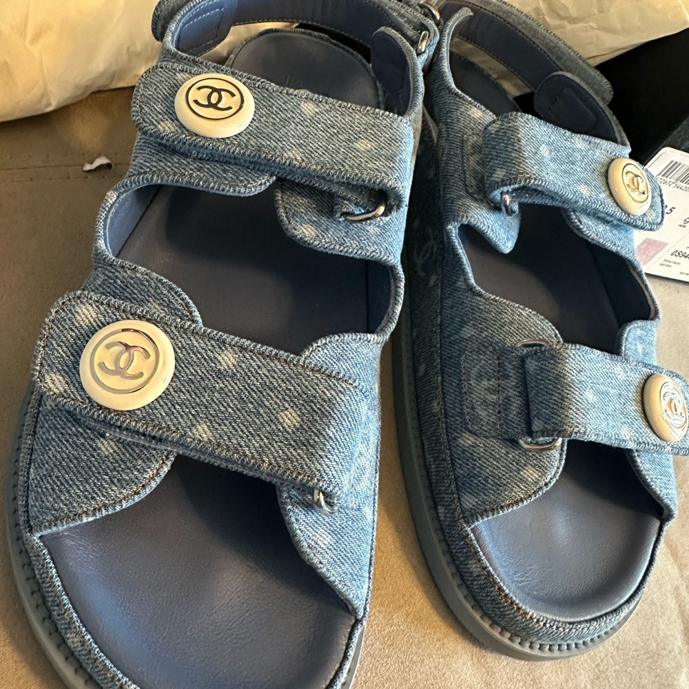 Chanel gate no 5 Denim Sandals with Adjustable Straps